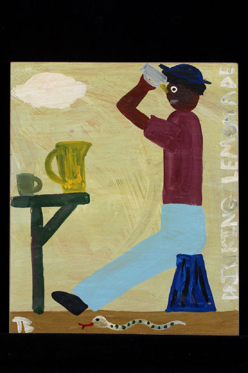 Brown T.  | Timothy 'Tim' Brown, Drinking lemonade, Acryl auf Holz 43,0 x 36,0 cm, Unterzeichnet u.l. mit Initialen