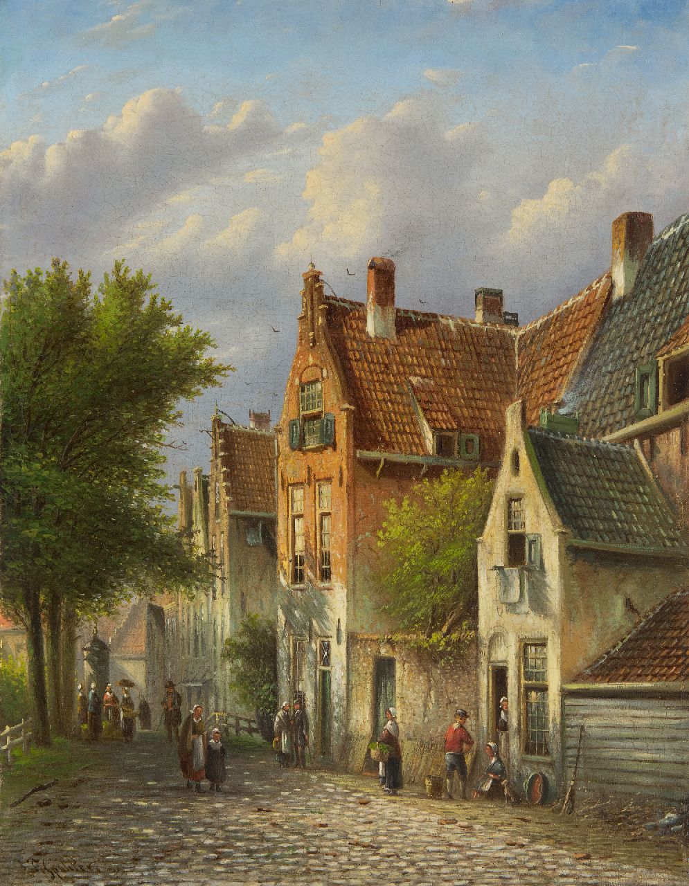 Spohler J.F.  | Johannes Franciscus Spohler | Gemälde zum Verkauf angeboten | Aktivität in der niederländischen Strasse, Öl auf Leinwand 45,4 x 35,6 cm, Unterzeichnet u.l. und geen lijst