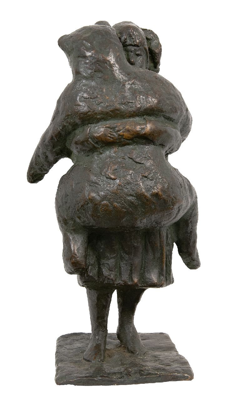 Onbekend 20e eeuw  | Onbekend, Mädchen mit Teddybär, Bronze 43,5 x 20,5 cm