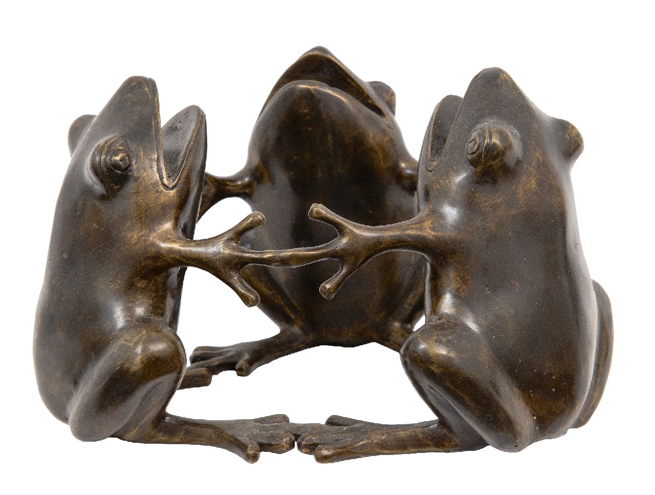 Onbekend 20e eeuw (1e helft)  | Onbekend | Skulpturen und Objekte zum Verkauf angeboten | Drei Frösche, Bronze 19,5 cm