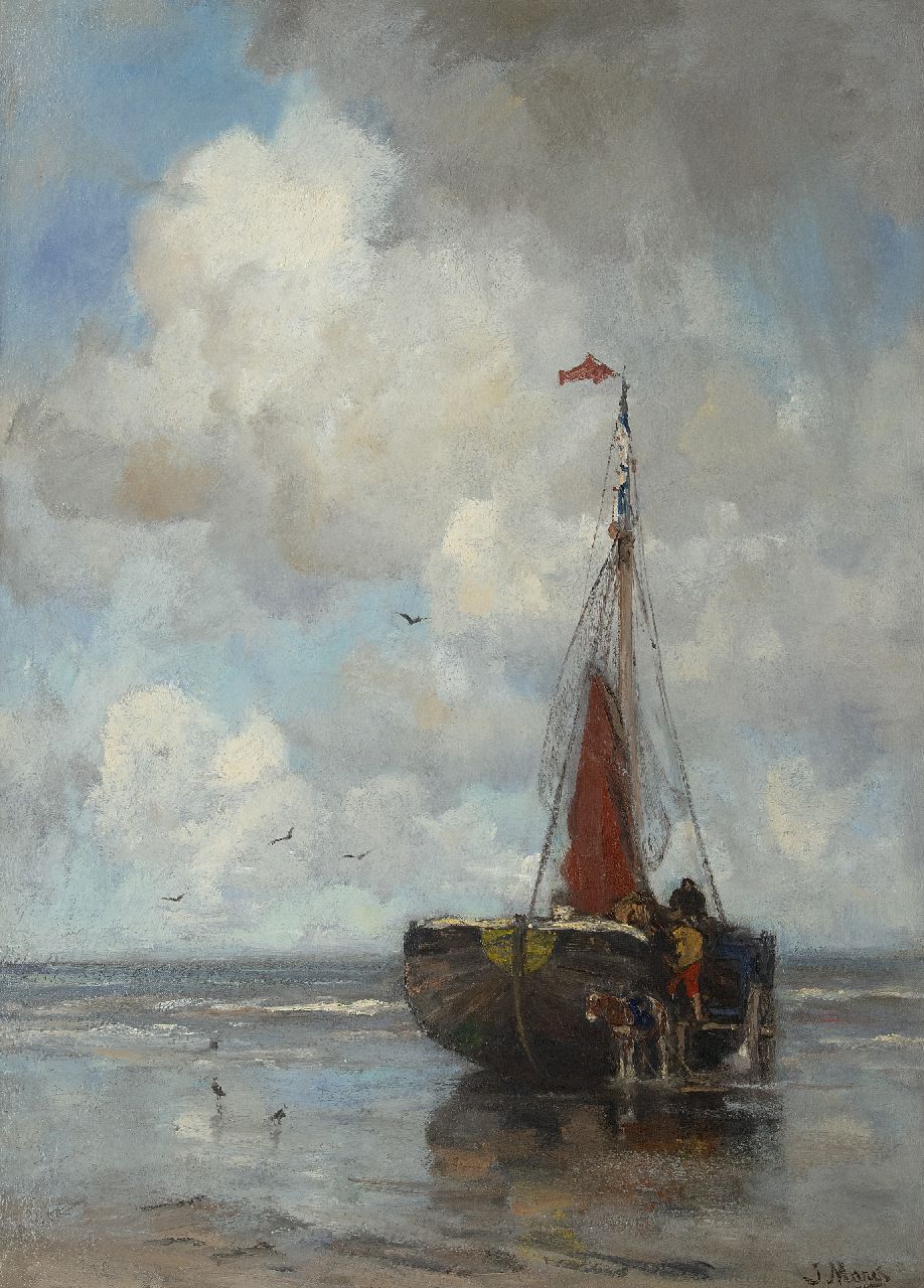 Maris J.H.  | Jacobus Hendricus 'Jacob' Maris, Fischerboote vor Anker am Strand von Scheveningen, Öl auf Leinwand 104,8 x 77,5 cm, Unterzeichnet u.l. und zu datieren um 1878