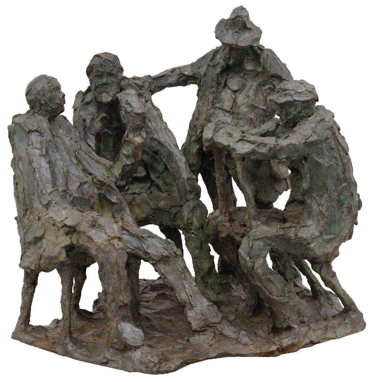 Jits Bakker | Kartenspiel (vier Kartenspieler), Bronze, 49,5 x 54,0 cm, Unterzeichnet auf der Basis