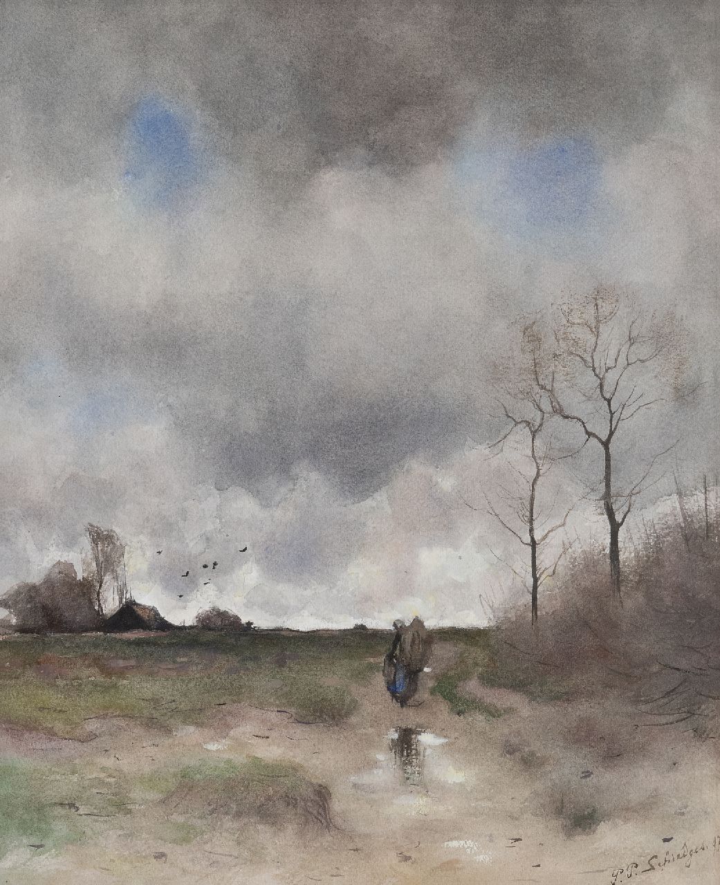 Petrus Paulus Schiedges jr. | Abendstimmung, Aquarell auf Papier, 55,0 x 45,7 cm, Unterzeichnet u.r. und datiert '97