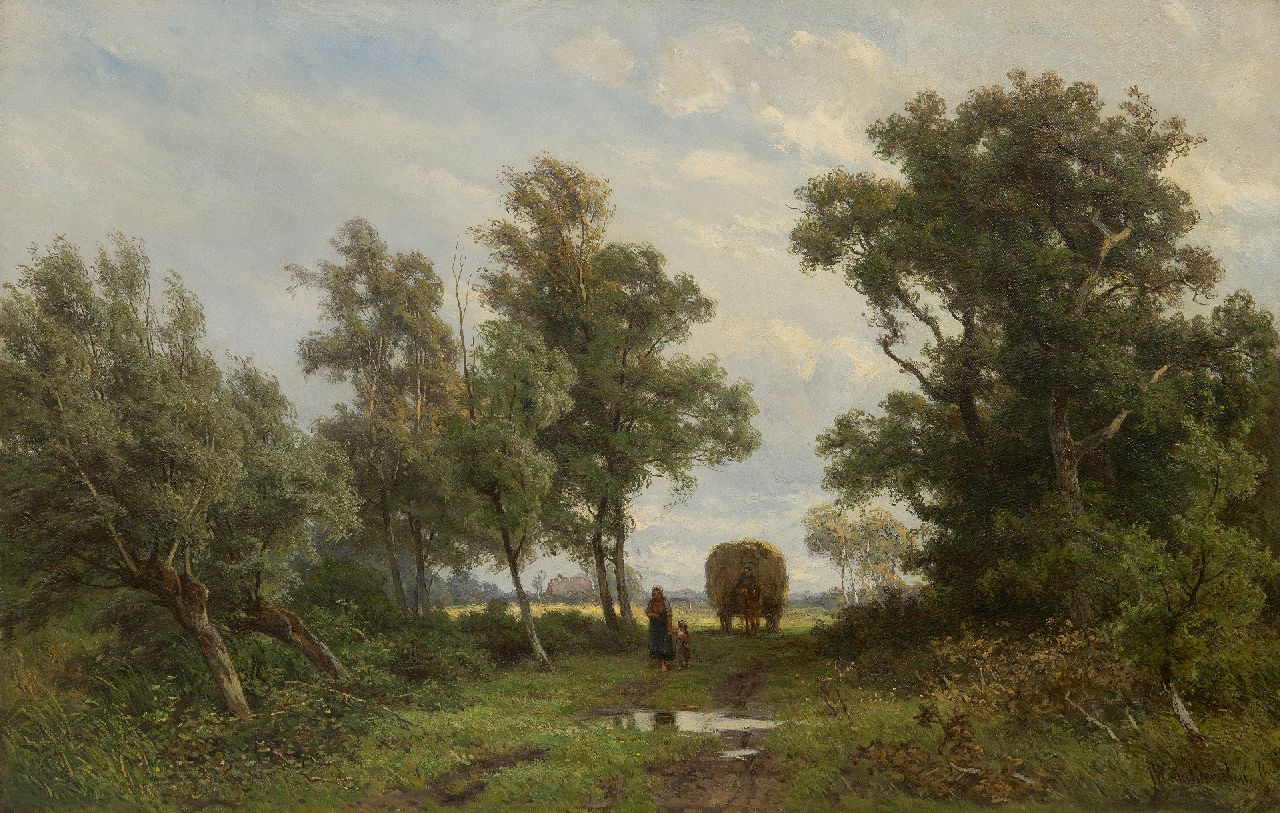 Borselen J.W. van | Jan Willem van Borselen | Gemälde zum Verkauf angeboten | Auf dem Heimweg nach dem Heumachen, Öl auf Leinwand 45,0 x 70,3 cm, Unterzeichnet r.u.