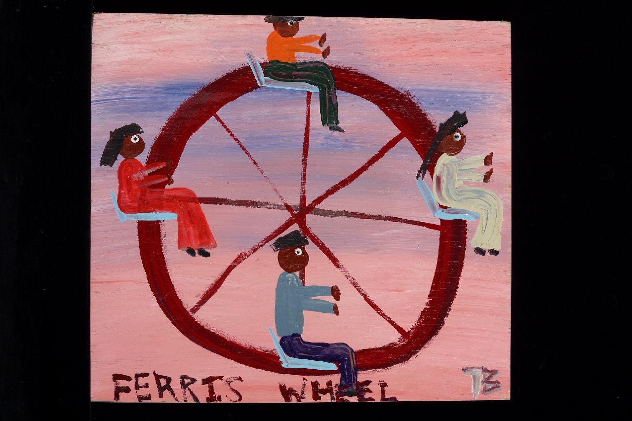 Brown T.  | Timothy 'Tim' Brown | Gemälde zum Verkauf angeboten | Ferris wheel, Acryl auf Holz 37,0 x 40,0 cm