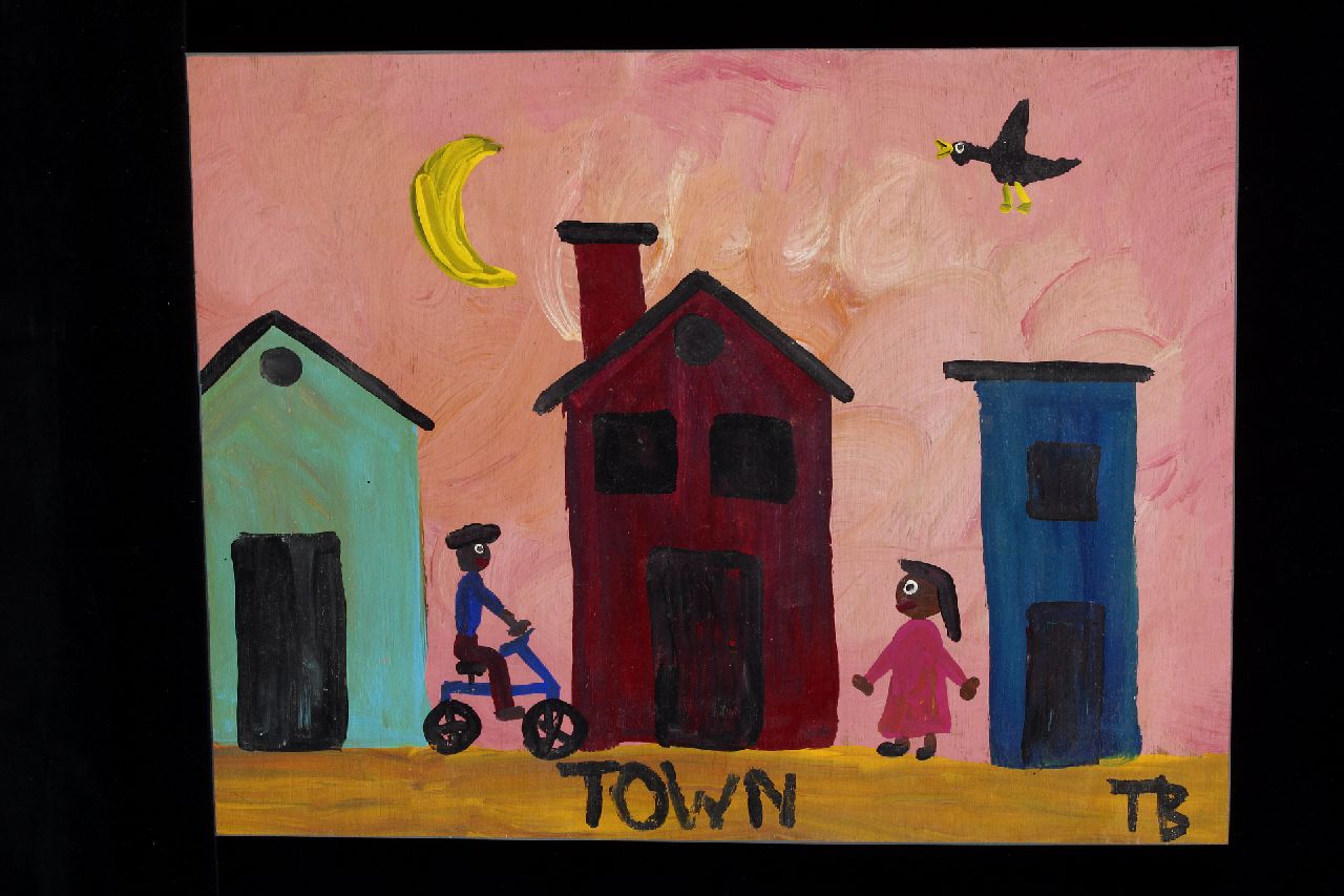 Brown T.  | Timothy 'Tim' Brown | Gemälde zum Verkauf angeboten | Town, Acryl auf Holz 39,0 x 51,0 cm, Unterzeichnet u.r. mit Initialen