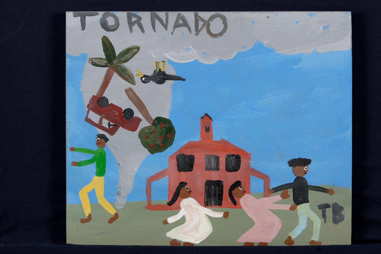 Brown T.  | Timothy 'Tim' Brown | Gemälde zum Verkauf angeboten | Tornado, Acryl auf Holz 37,0 x 45,0 cm, Unterzeichnet u.r. mit Initialen