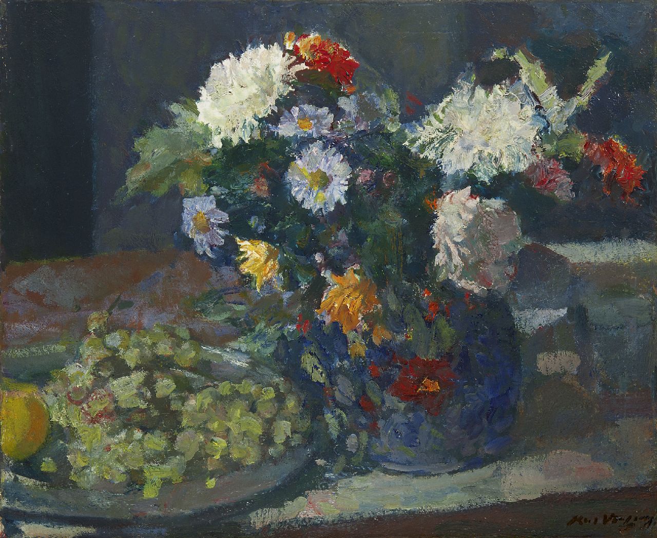 Verwey K.  | Kees Verwey | Gemälde zum Verkauf angeboten | A still life with autumn flowers, Öl auf Leinwand 50,6 x 60,7 cm, signed l.r.