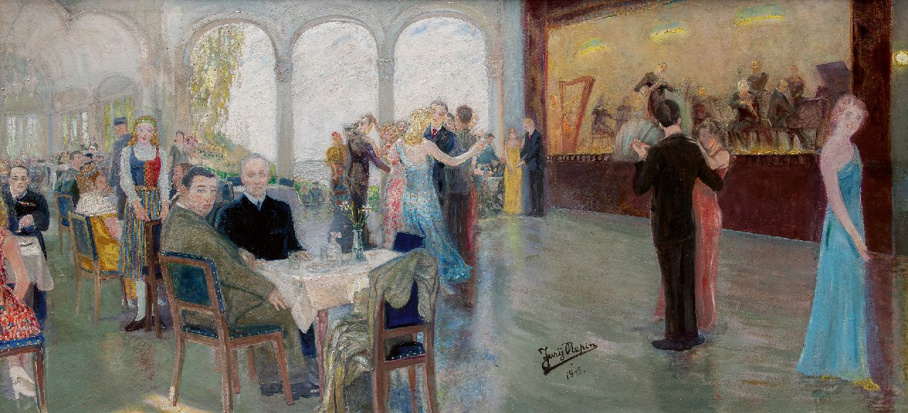 Repin J.I.  | Jurij Ilich Repin | Gemälde zum Verkauf angeboten | Eljas Erkko im spiegelsaal des Hotel Kämps in Helsinki, Öl auf Leinwand 139,0 x 300,0 cm, Unterzeichnet u.m. und datiert 1943