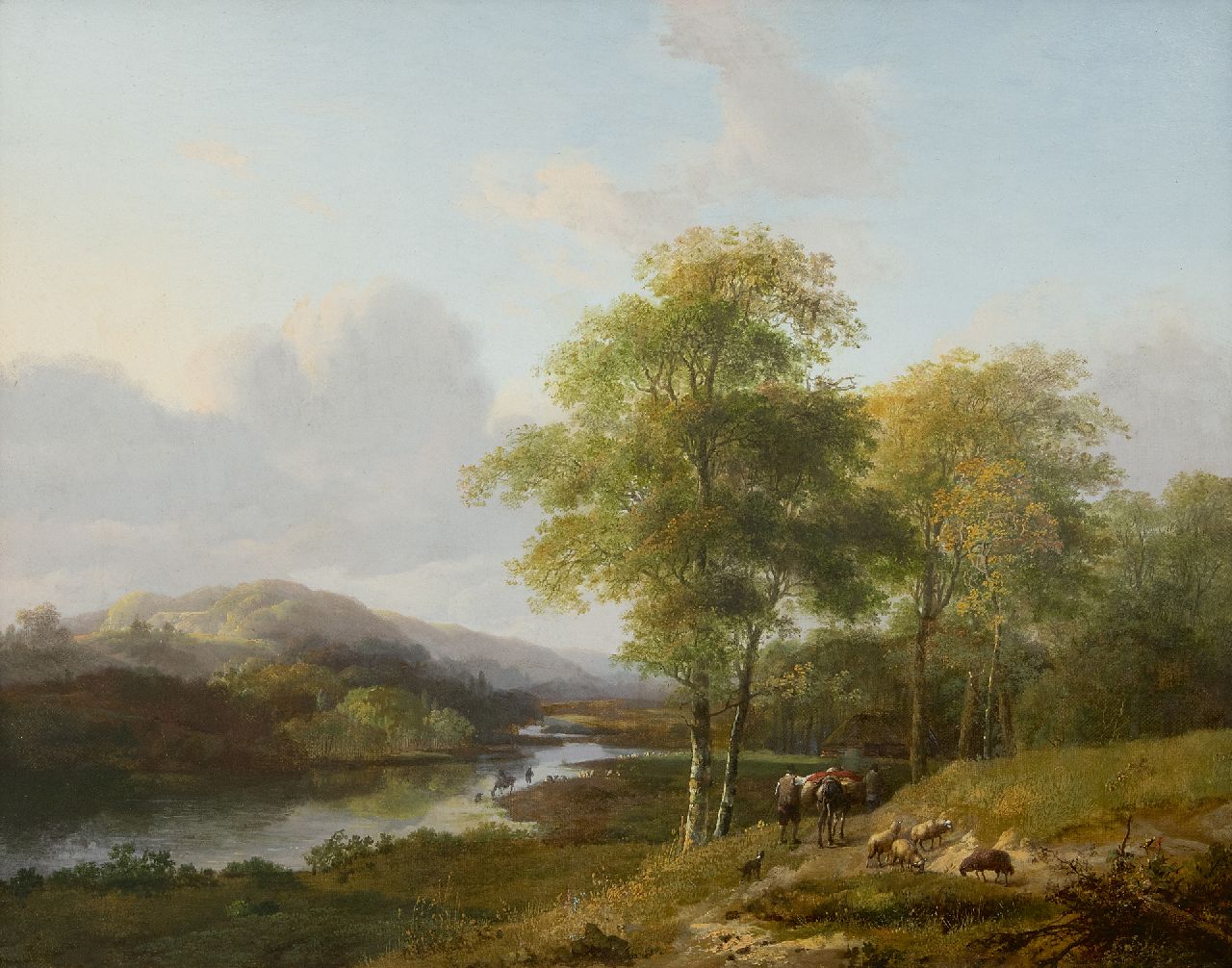 Koekkoek B.C.  | Barend Cornelis Koekkoek | Gemälde zum Verkauf angeboten | Sommerliches Flusstal, Öl auf Leinwand 46,5 x 58,5 cm, Unterzeichnet u.r. und zu datieren um 1828