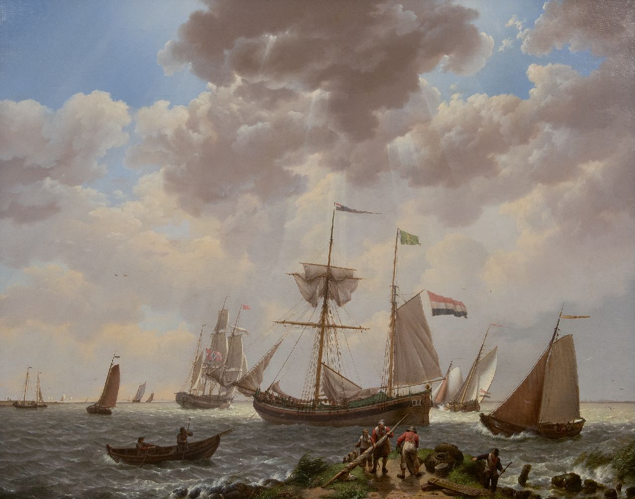 Koekkoek J.H.  | Johannes Hermanus Koekkoek | Gemälde zum Verkauf angeboten | Schifffahrt vor der Küste, Öl auf Leinwand 57,3 x 72,0 cm, Unterzeichnet u.r. und datiert 1831