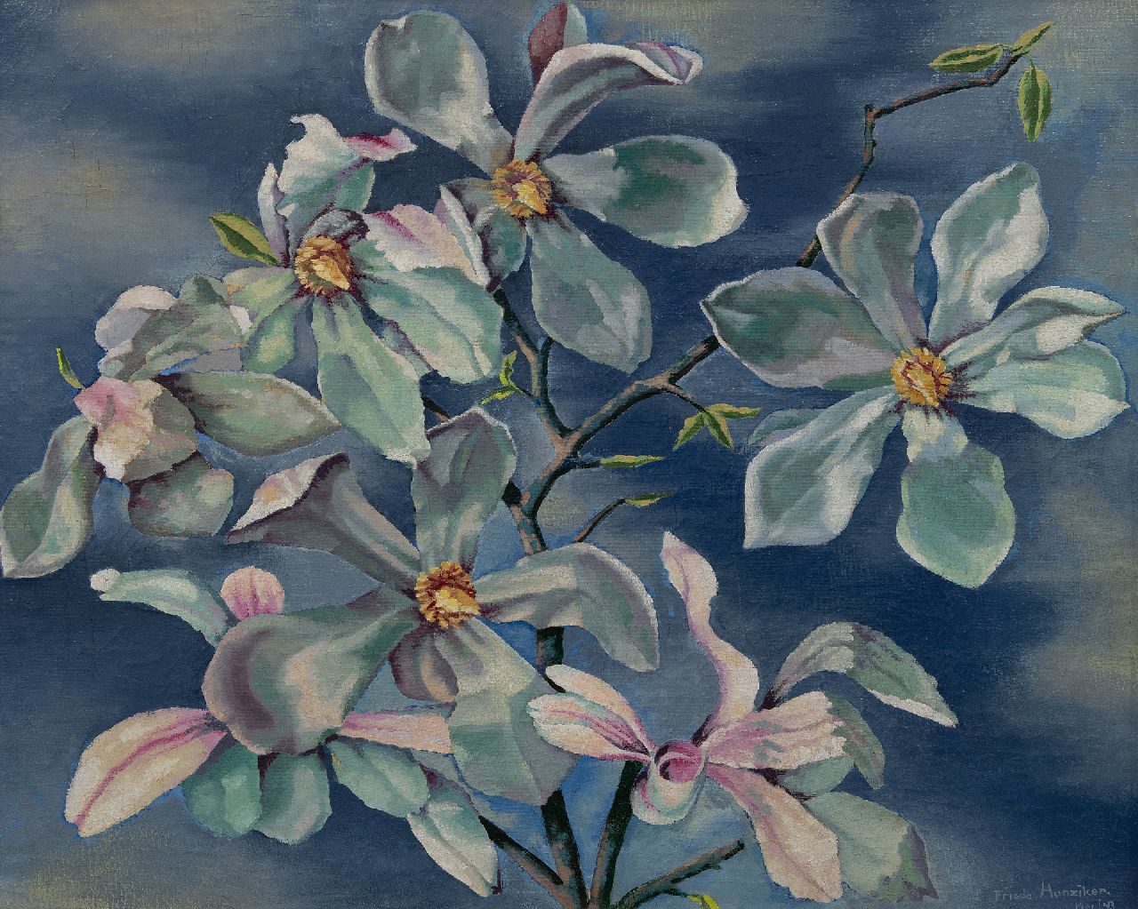 Hunziker F.  | Frieda Hunziker, Magnolie, Öl auf Leinwand 60,6 x 75,2 cm, Unterzeichnet u.r. und datiert Mai/43
