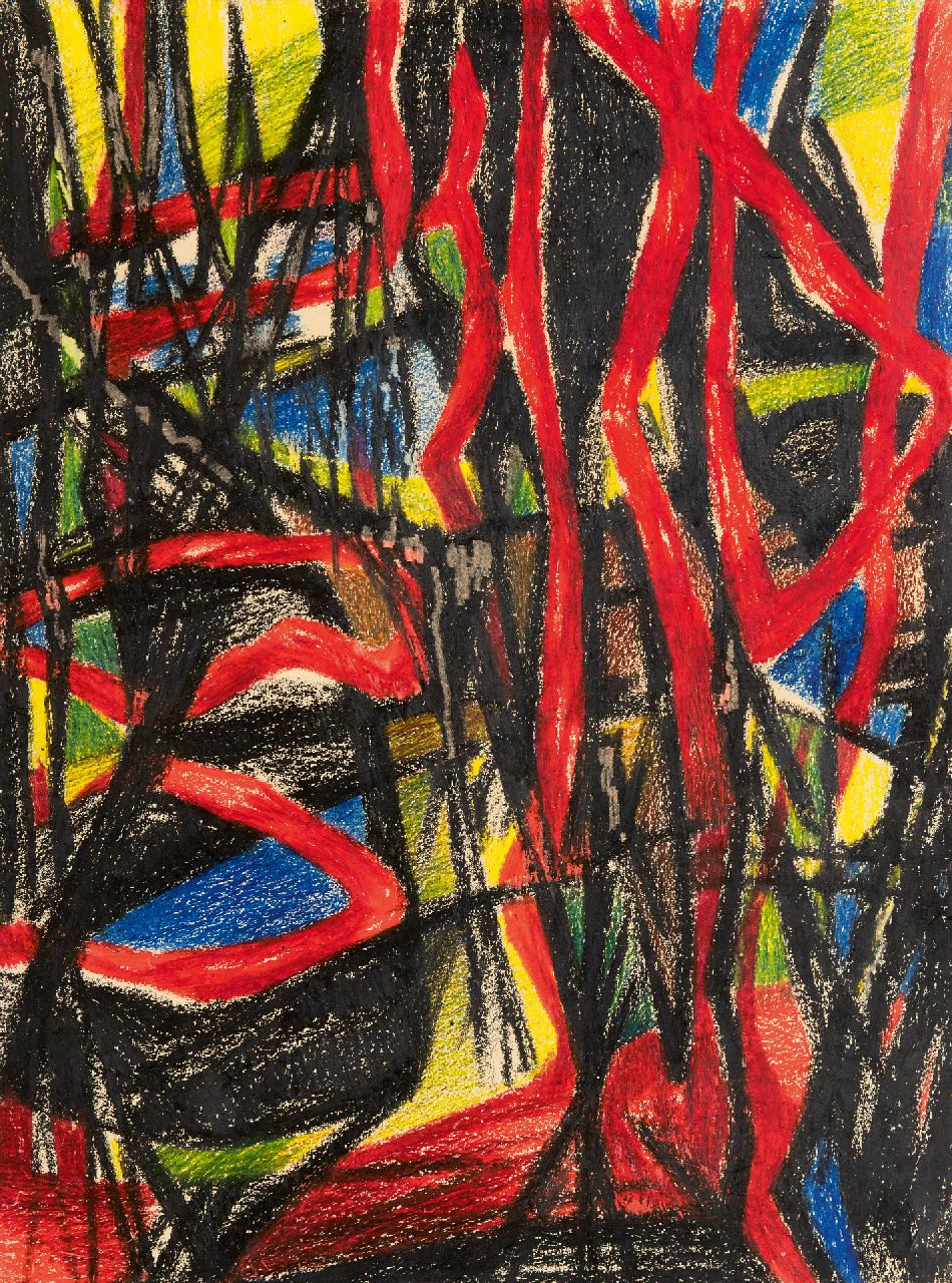Hunziker F.  | Frieda Hunziker | Aquarelle und Zeichnungen zum Verkauf angeboten | Komposition, Wachskreide auf Papier 50,0 x 37,5 cm, ohne Rahmen