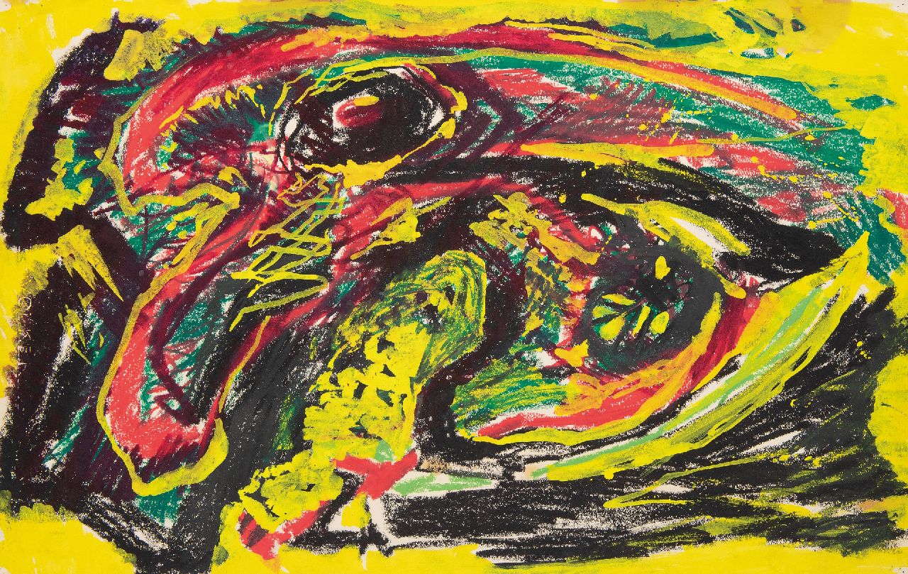 Hunziker F.  | Frieda Hunziker | Aquarelle und Zeichnungen zum Verkauf angeboten | Komposition, Gouache auf Papier 50,0 x 78,5 cm, Unterzeichnet im Verso und ohne Rahmen