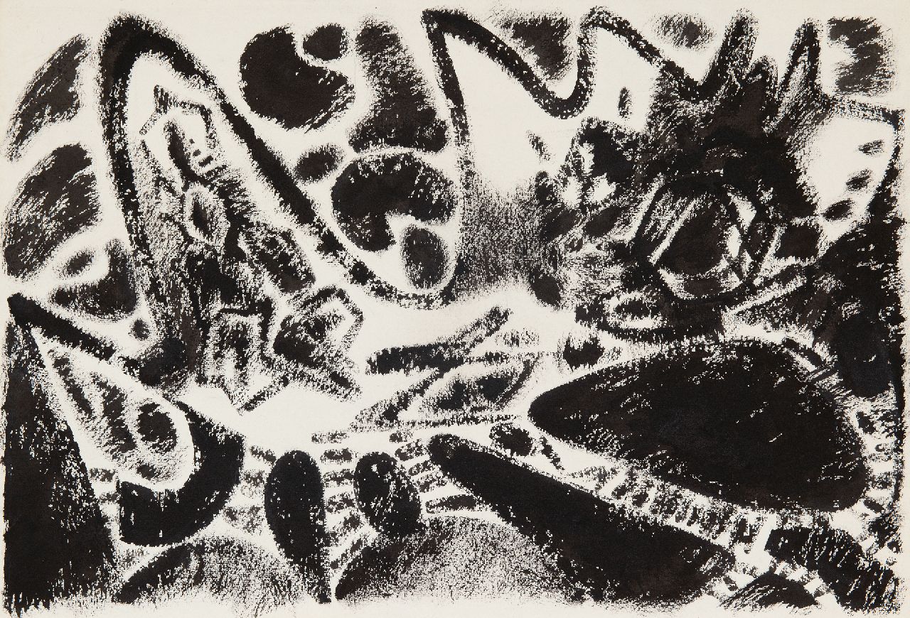 Hunziker F.  | Frieda Hunziker, Komposition, Bleistift und Gouache auf Papier 38,6 x 56,1 cm, ohne Rahmen