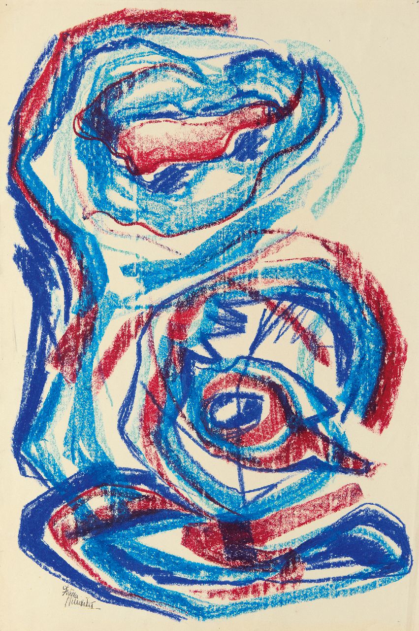 Hunziker F.  | Frieda Hunziker, ​Komposition, Wachskreide auf Papier 75,1 x 50,0 cm, Unterzeichnet u.l. und ohne Rahmen