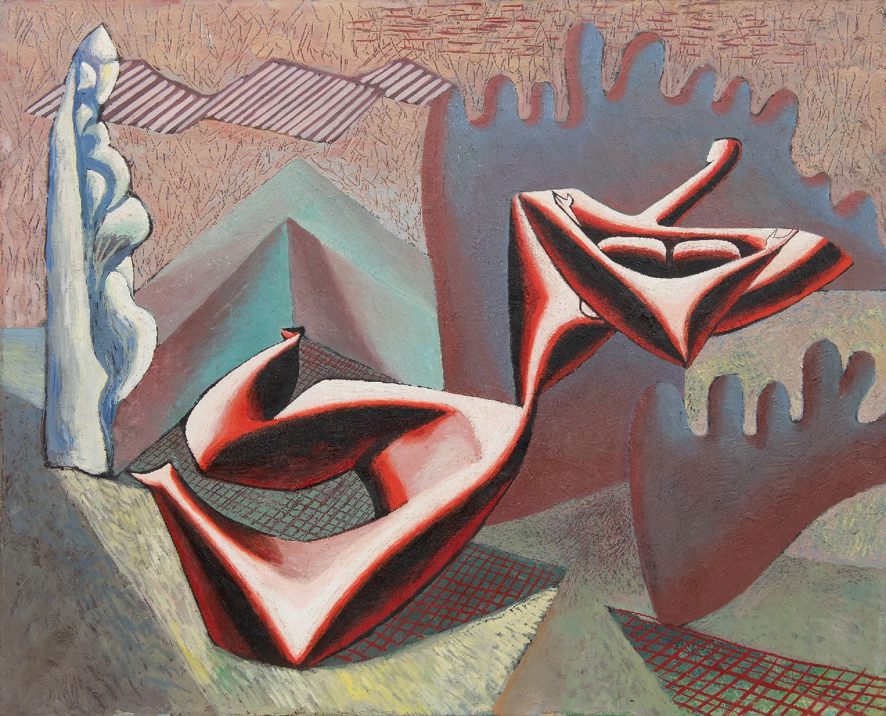 Wim Kersten | Rote Figur, Öl auf Leinwand, 75,3 x 92,3 cm, Unterzeichnet auf Keilrahmen und zu datieren um 1948