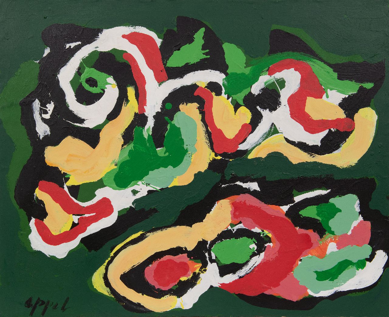 Appel C.K.  | Christiaan 'Karel' Appel | Gemälde zum Verkauf angeboten | Ohne Titel, Acryl auf Papier auf Leinwand 68,1 x 84,1 cm, Unterzeichnet u.l.