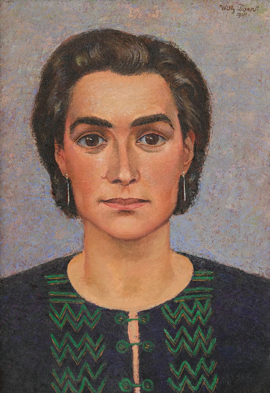 Boers W.H.F.  | 'Willy' Herman Friederich Boers, Porträt von Frieda Hunziker, Öl auf Leinwand 50,6 x 35,4 cm, Unterzeichnet o.r. und datiert 1941