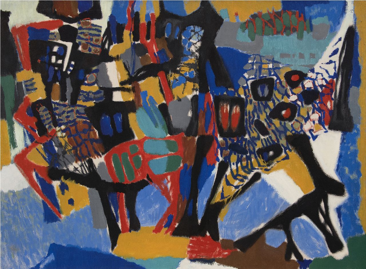Hunziker F.  | Frieda Hunziker, Tiere IV, Öl auf Leinwand 99,5 x 134,6 cm, Unterzeichnet auf Keilrahmen und zu datieren 1955