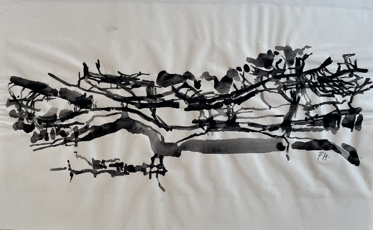 Hunziker F.  | Frieda Hunziker, Landschappelijk, Tinte auf Papier 21,3 x 34,0 cm, Unterzeichnet u.r. mit Initialen