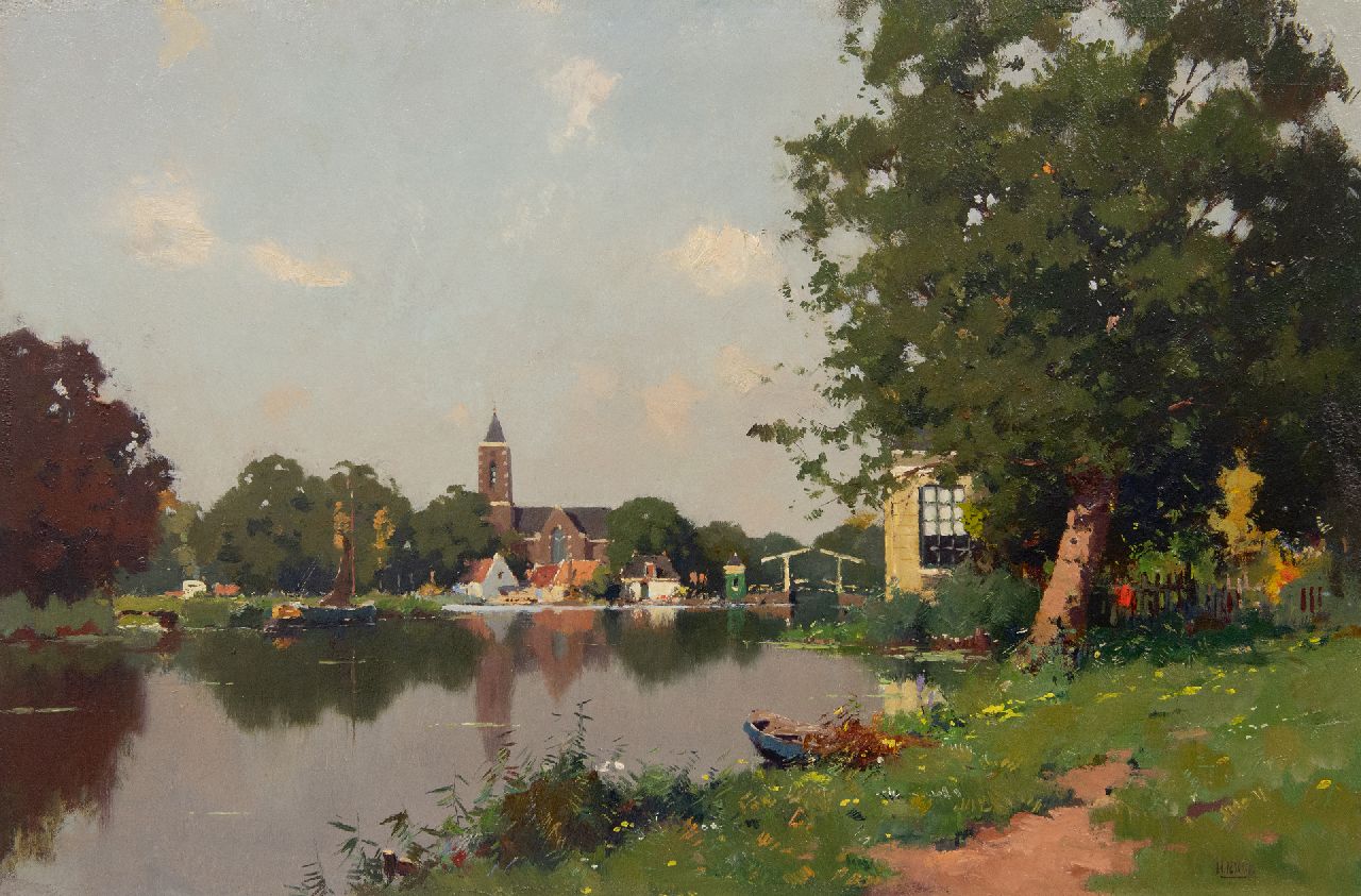 Ligtelijn E.J.  | Evert Jan Ligtelijn | Gemälde zum Verkauf angeboten | Blick auf Loenen, Öl auf Holz 39,7 x 59,8 cm, Unterzeichnet u.r.