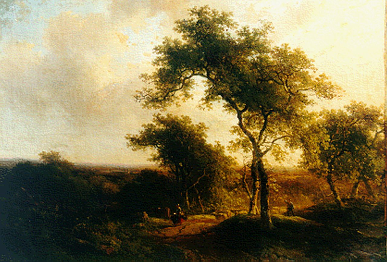 Roelofs W.  | Willem Roelofs, Heuvelachtig boslandschap, Öl auf Leinwand 59,0 x 79,1 cm, gesigneerd rechts van het midden. und te dateren ca. 1842