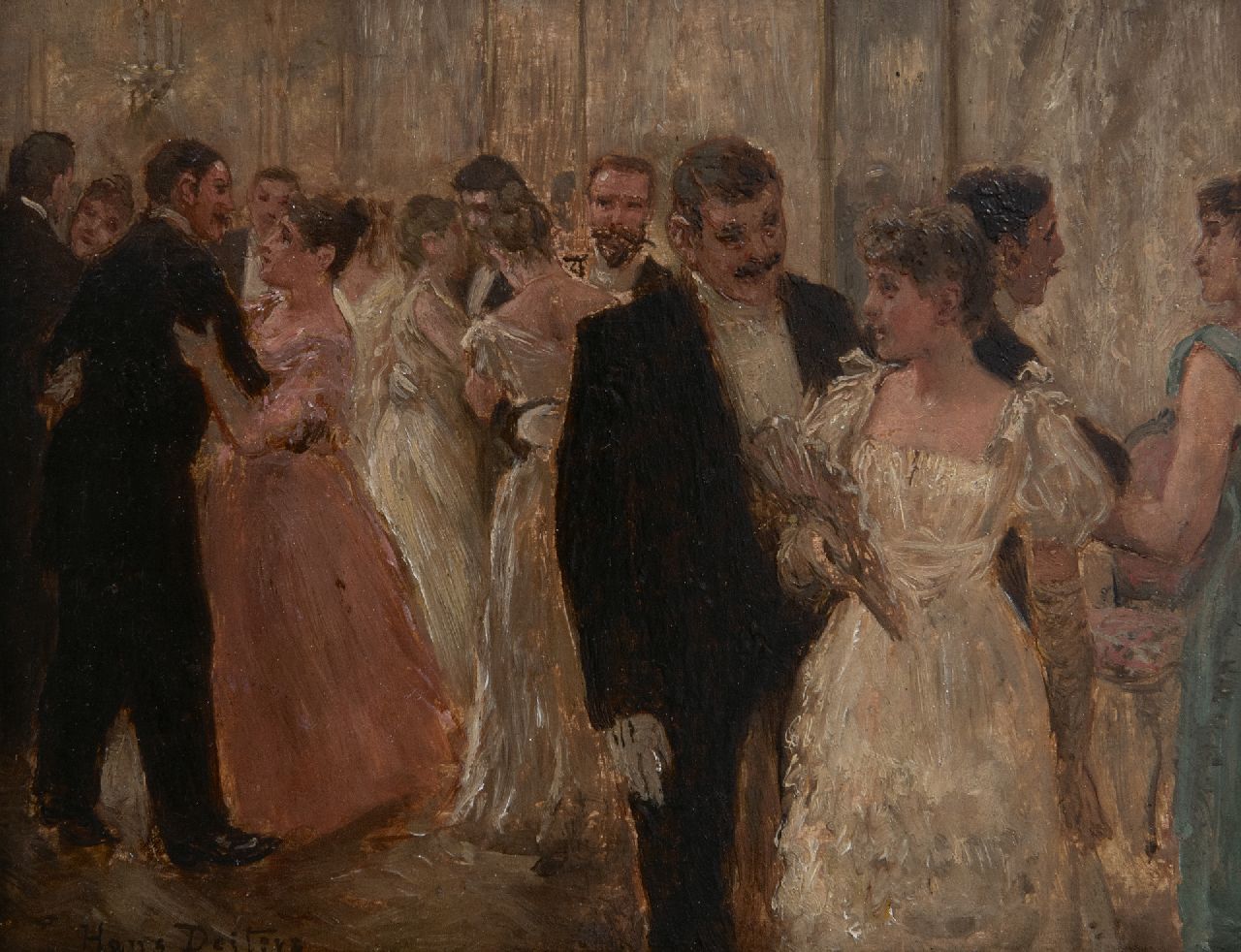 Deiters H.  | Hans Deiters | Gemälde zum Verkauf angeboten | Der Ball, Öl auf Holz 15,9 x 21,0 cm, Unterzeichnet u.l.