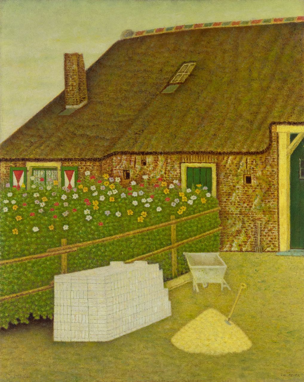 Meijer S.  | Salomon 'Sal' Meijer | Gemälde zum Verkauf angeboten | Bauernhof, Blaricum, Öl auf Holz 51,0 x 41,1 cm, Unterzeichnet u.r. und u.l. mit Signatur Resten