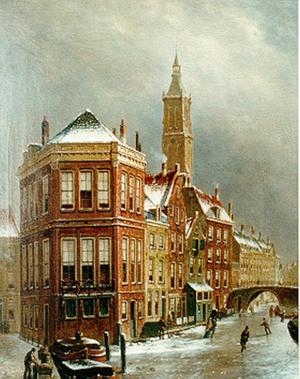 Jongh O.R. de | Oene Romkes de Jongh, View of 't Kolkje, Amsterdam, Öl auf Leinwand 67,0 x 54,0 cm, signed l.l.