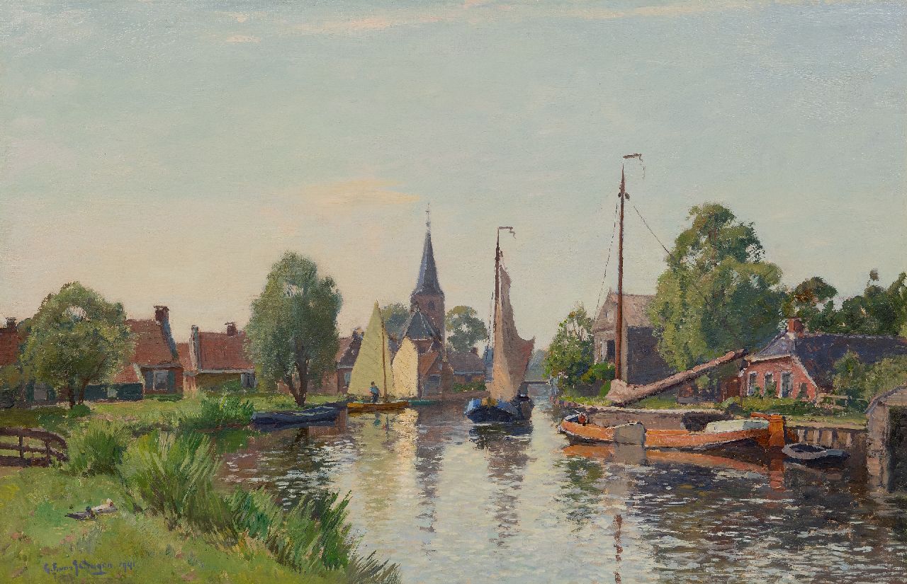 Gerbrand Frederik van Schagen | Wassersport in Wartena, Friesland, Öl auf Leinwand auf Holz, 56,2 x 86,0 cm, Unterzeichnet u.l. und datiert 1941