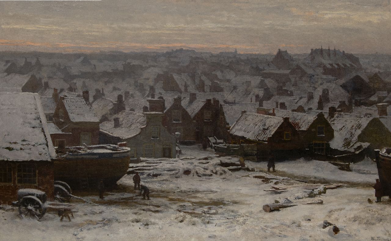 Tholen W.B.  | Willem Bastiaan Tholen | Gemälde zum Verkauf angeboten | Winter im alten Scheveningen, Öl auf Leinwand 100,1 x 160,4 cm, Unterzeichnet u.r. und zu datieren um 1891