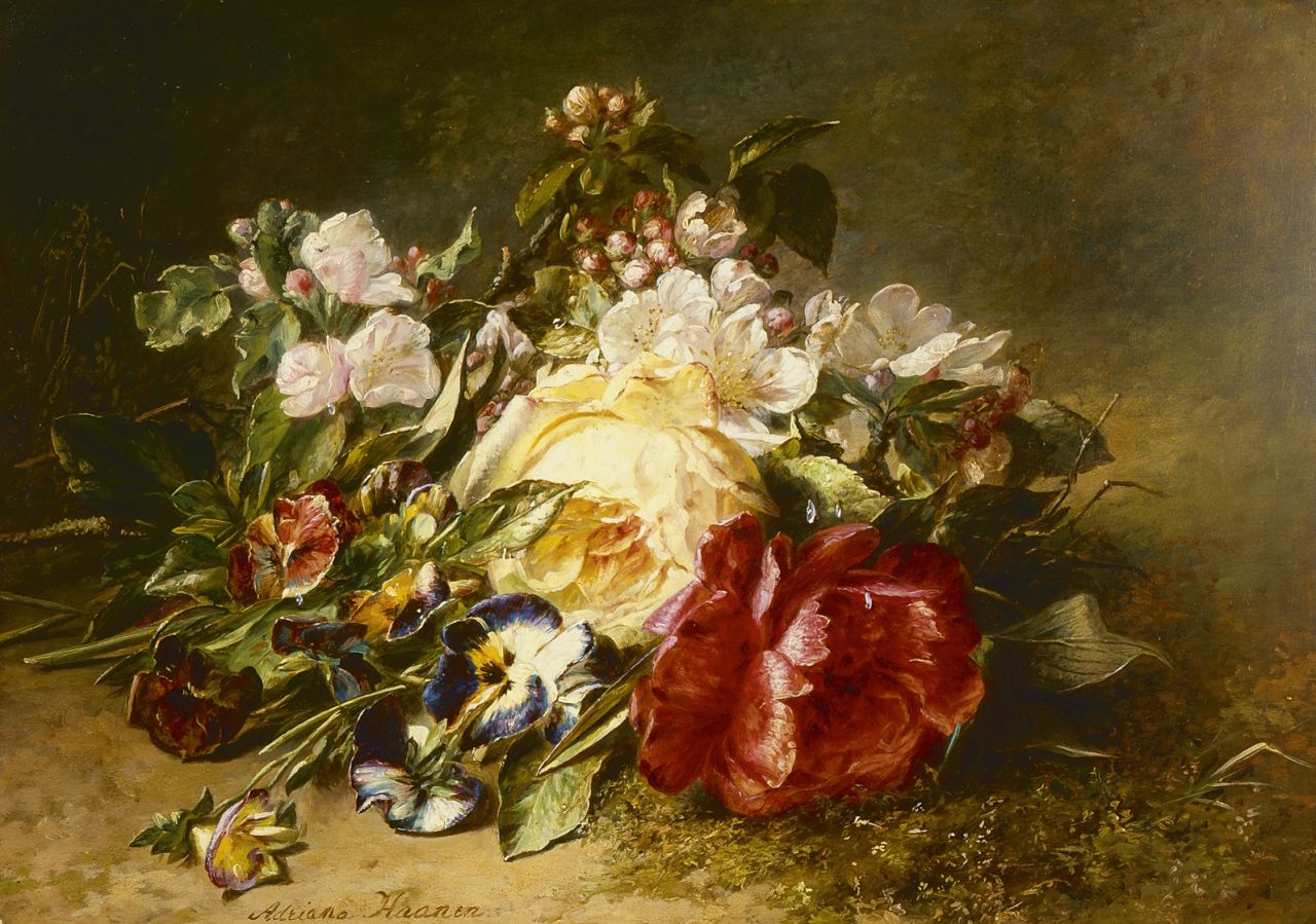 Haanen A.J.  | Adriana Johanna Haanen, A bunch of wildflowers, Öl auf Tafel 32,0 x 43,0 cm, signed l.l.