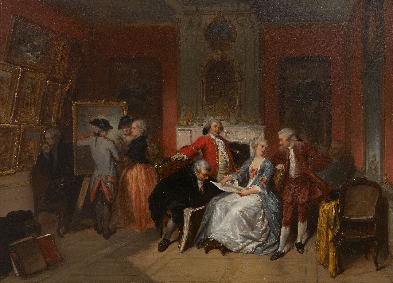 Kate H.F.C. ten | 'Herman' Frederik Carel ten Kate | Gemälde zum Verkauf angeboten | Die Kunstliebhaber, Öl auf Holz 24,9 x 34,1 cm, Unterzeichnet u.l. und datiert 1857