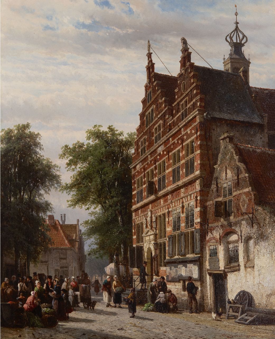 Springer C.  | Cornelis Springer, Das Rathaus von Naarden an der Marktstraat, Öl auf Holz 51,6 x 42,0 cm, Unterzeichnet u.r. und datiert 1863