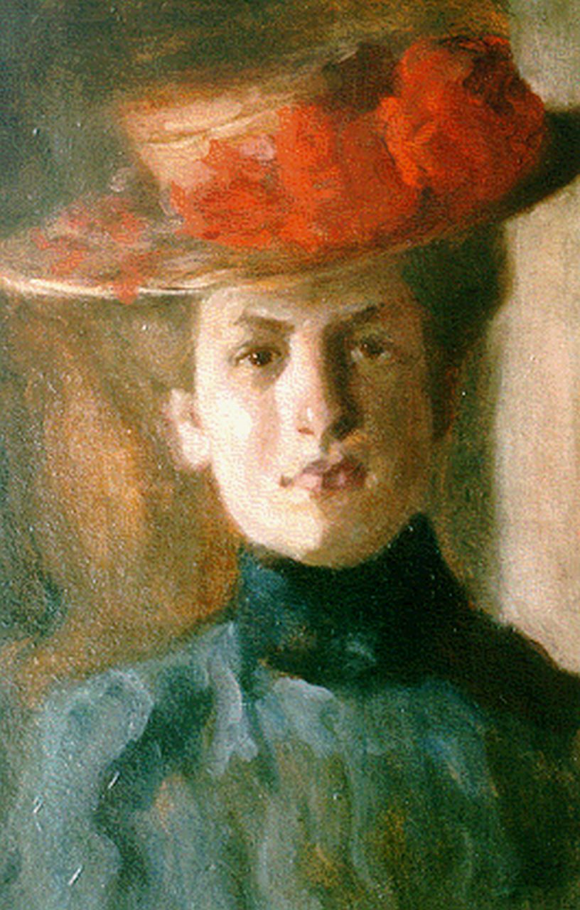 Ansingh M.E.G.  | Maria Elisabeth Georgina 'Lizzy' Ansingh, Self-portrait, Öl auf Malerpappe 52,0 x 35,5 cm
