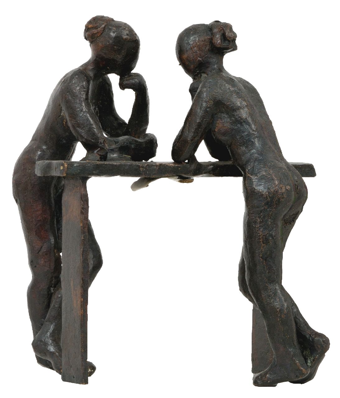 Elly Hoek de Reus | Ein nettes Gespräch, Bronze, 16,4 x 15,6 cm