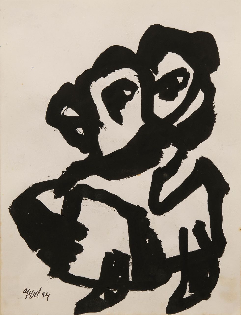 Appel C.K.  | Christiaan 'Karel' Appel | Aquarelle und Zeichnungen zum Verkauf angeboten | As big as a bird, Schwarze Tinte auf Papier 39,8 x 30,1 cm, Unterzeichnet u.l. und datiert '94
