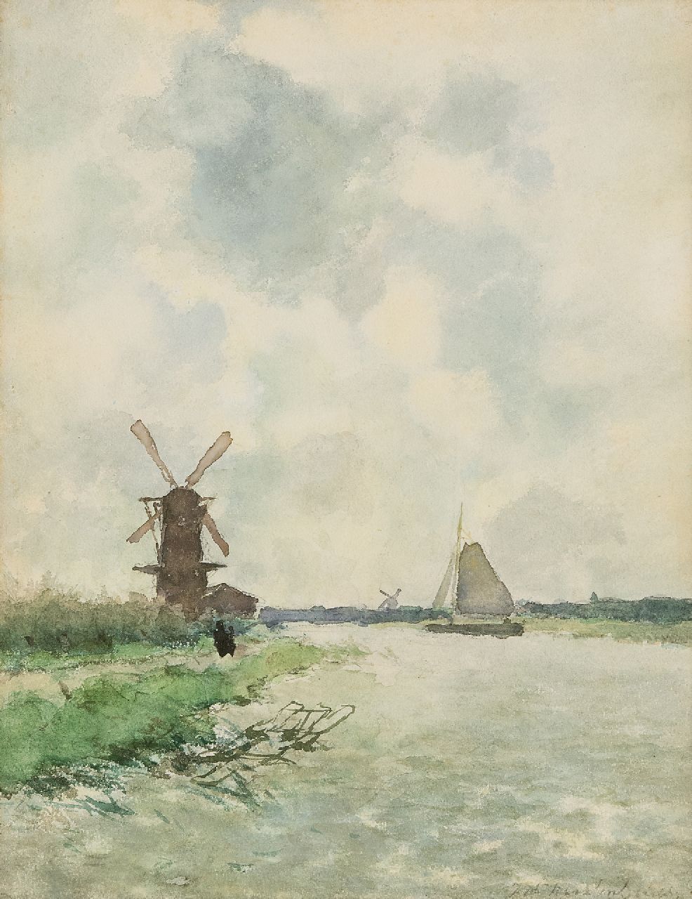 Weissenbruch H.J.  | Hendrik Johannes 'J.H.' Weissenbruch | Aquarelle und Zeichnungen zum Verkauf angeboten | x, Aquarell auf Papier 42,0 x 32,0 cm, Unterzeichnet u.r. und gereserveerd