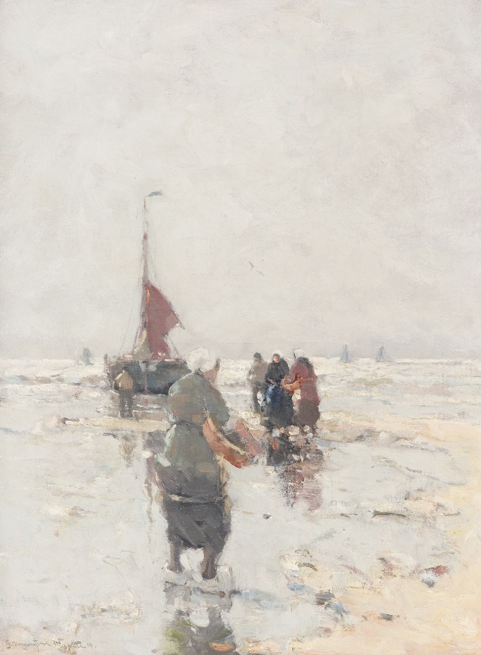 Munthe G.A.L.  | Gerhard Arij Ludwig 'Morgenstjerne' Munthe | Gemälde zum Verkauf angeboten | Fischerinnen am Strand, Katwijk, Öl auf Leinwand 77,3 x 57,2 cm, Unterzeichnet u.l. und datiert '19