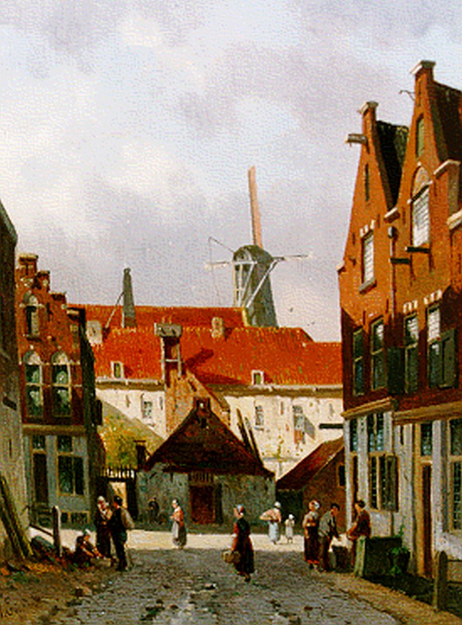 Eversen A.  | Adrianus Eversen, Townscape, Öl auf Holz 27,4 x 21,0 cm, signed l.l.