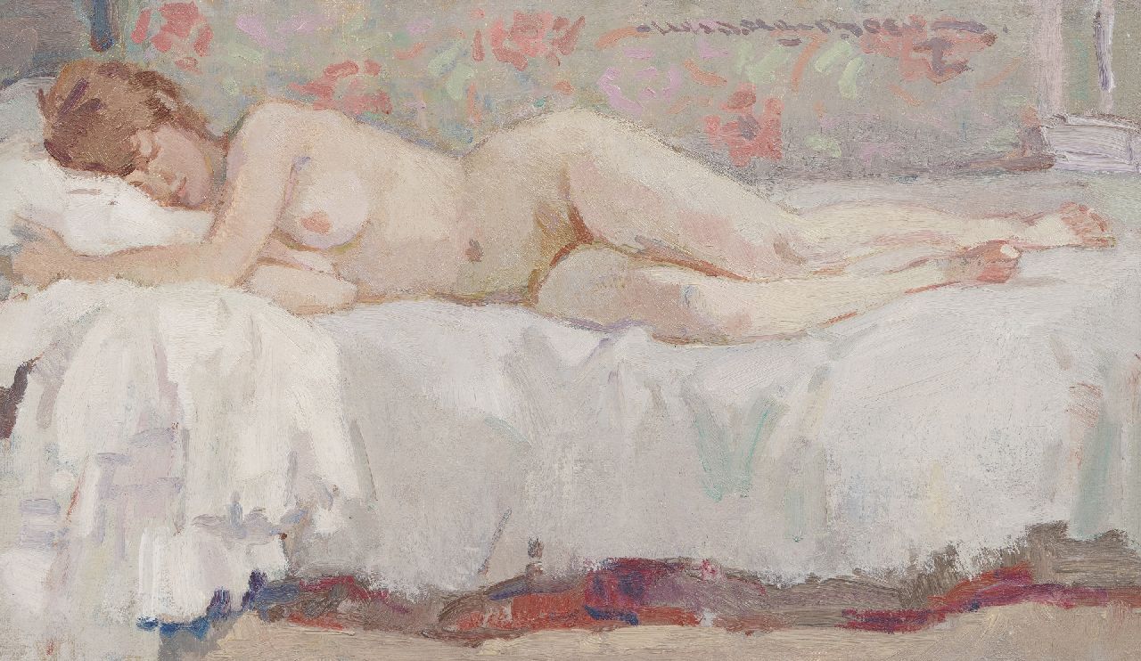 Boer H. de | Hessel de Boer, Liegende Akt, Öl auf Leinwand 30,7 x 51,5 cm, Unterzeichnet o.r.