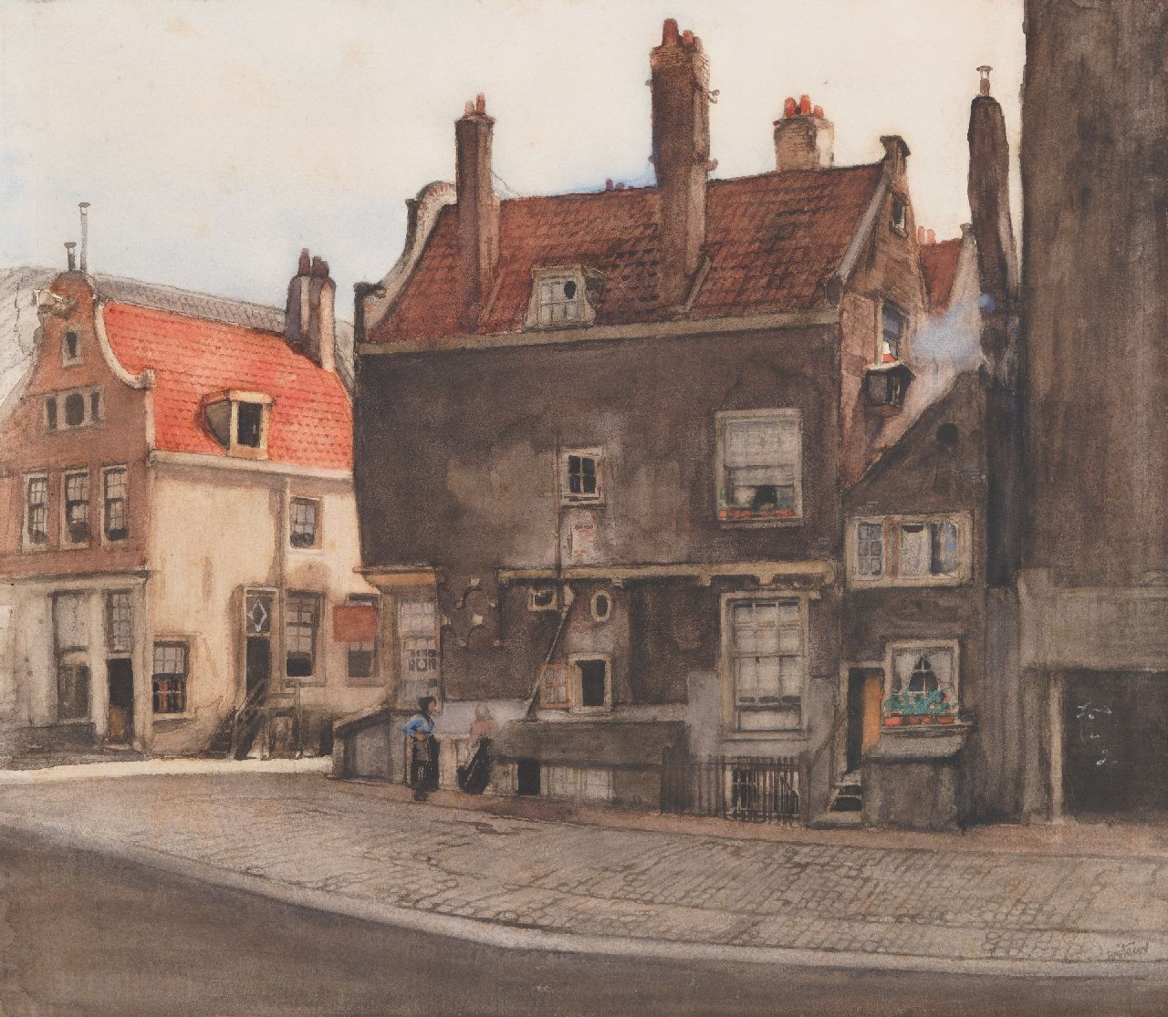 Witsen W.A. | 'Willem' Arnold Witsen | Aquarelle und Zeichnungen zum Verkauf angeboten | Die Kromboomssloot in Amsterdam, Aquarell auf Papier auf Holzfaserplatte 54,4 x 62,2 cm, Unterzeichnet u.r. und zu datieren um 1907-1908 Witsen W.A. | 'Willem' Arnold Witsen | Aquarelle und Zeichnungen zum Verkauf angeboten | Die Kromboomssloot in Amsterdam, Aquarell auf Papier auf Holzfaserplatte 54,4 x 62,2 cm, Unterzeichnet u.r. und zu datieren um 1907-1908