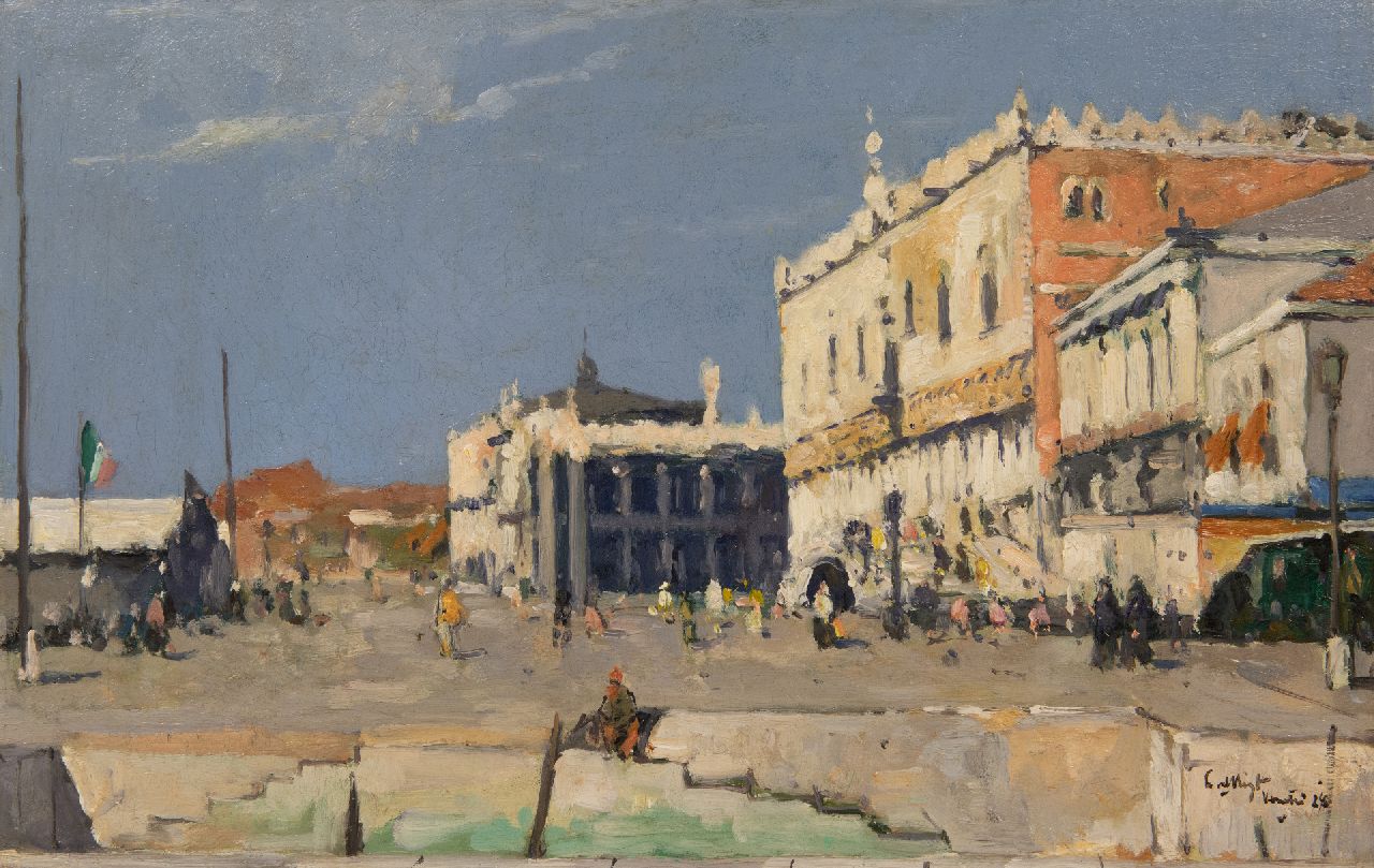 Vlist L. van der | Leendert van der Vlist | Gemälde zum Verkauf angeboten | Blick in Venedig mit dem Dogenpalast, Öl auf Leinwand 32,8 x 50,4 cm, Unterzeichnet u.r. und datiert '24