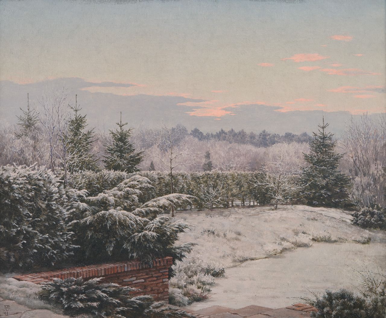 Voerman jr. J.  | Jan Voerman jr. | Gemälde zum Verkauf angeboten | Wintermorgen mit Reif, Öl auf Leinwand 50,3 x 60,9 cm, Unterzeichnet u.l. mit Monogramm und datiert '41