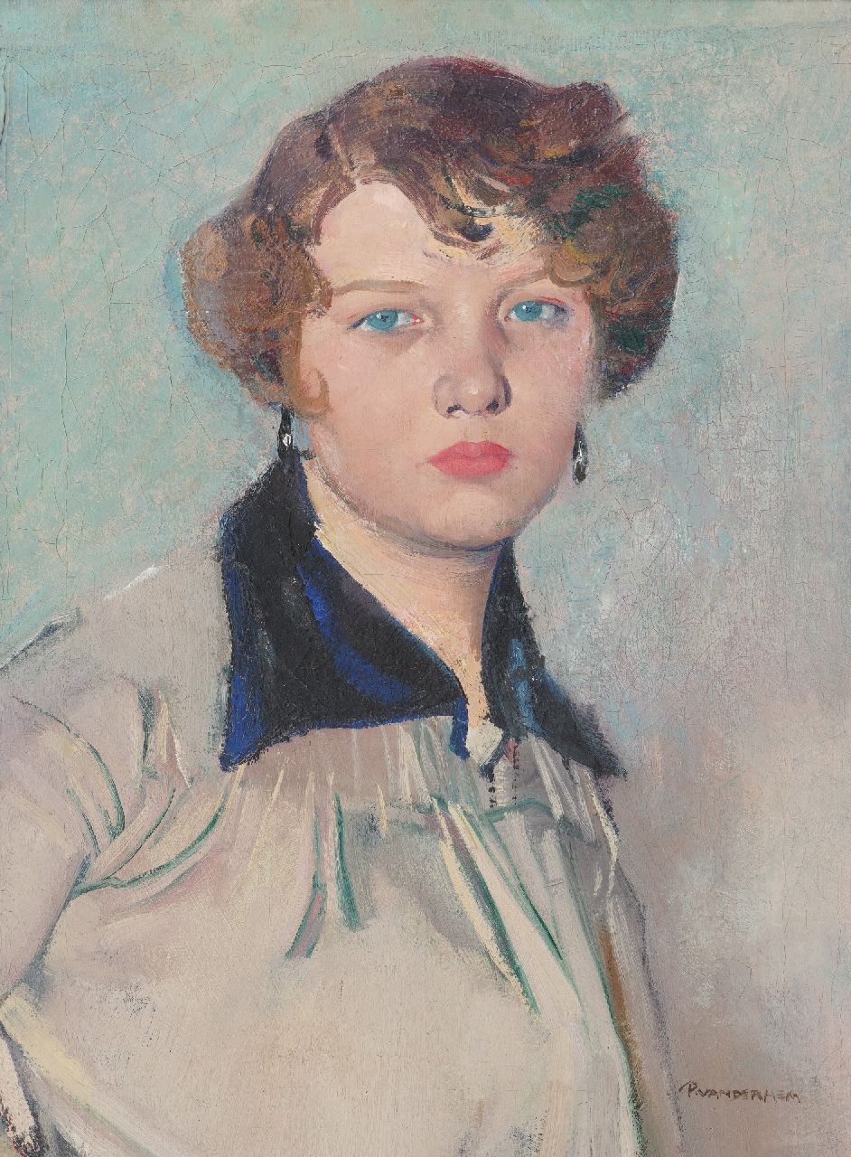 Hem P. van der | Pieter 'Piet' van der Hem | Gemälde zum Verkauf angeboten | Porträt einer jungen Frau, Öl auf Leinwand 60,4 x 45,9 cm, Unterzeichnet u.r. Hem P. van der | Pieter 'Piet' van der Hem | Gemälde zum Verkauf angeboten | Porträt einer jungen Frau, Öl auf Leinwand 60,4 x 45,9 cm, Unterzeichnet u.r.