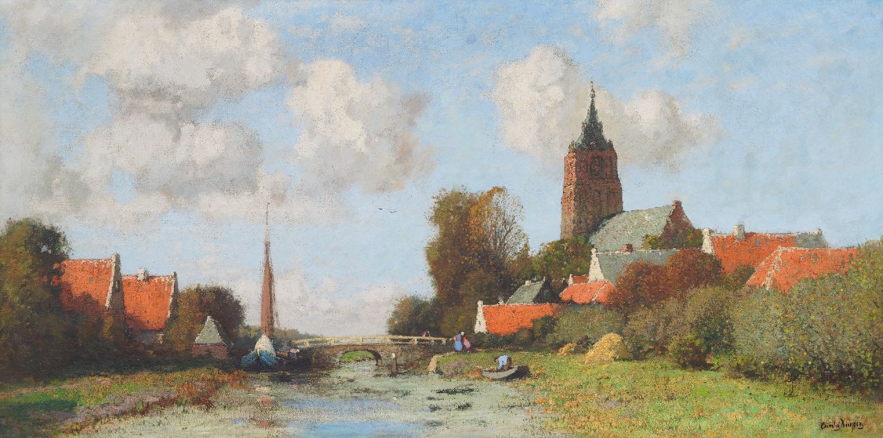Kuijpers C.  | Cornelis Kuijpers | Gemälde zum Verkauf angeboten | Canal along the church of Soest, Öl auf Leinwand 92,0 x 185,0 cm, Unterzeichnet u.r.