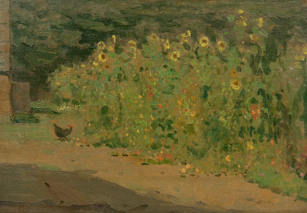 Dijsselhof G.W.  | Gerrit Willem Dijsselhof | Gemälde zum Verkauf angeboten | Blühender Garten, Öl auf Leinwand 23,0 x 33,3 cm, Unterzeichnet u.l. mit Monogramm und zu datieren um 1911-1912