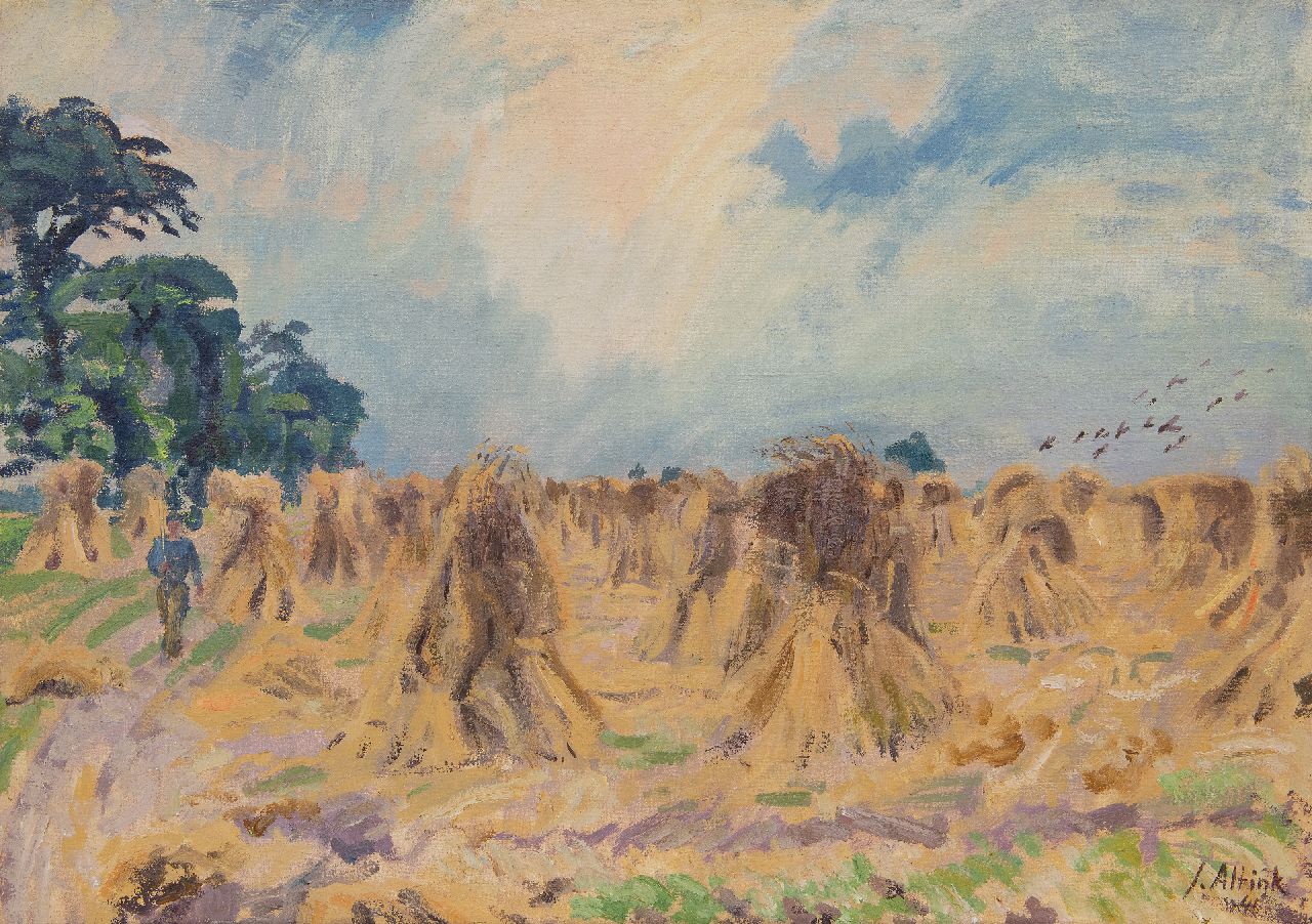 Altink J.  | Jan Altink | Gemälde zum Verkauf angeboten | Ernte Landschaft, Öl auf Leinwand 50,5 x 70,6 cm, Unterzeichnet u.r. und datiert '41