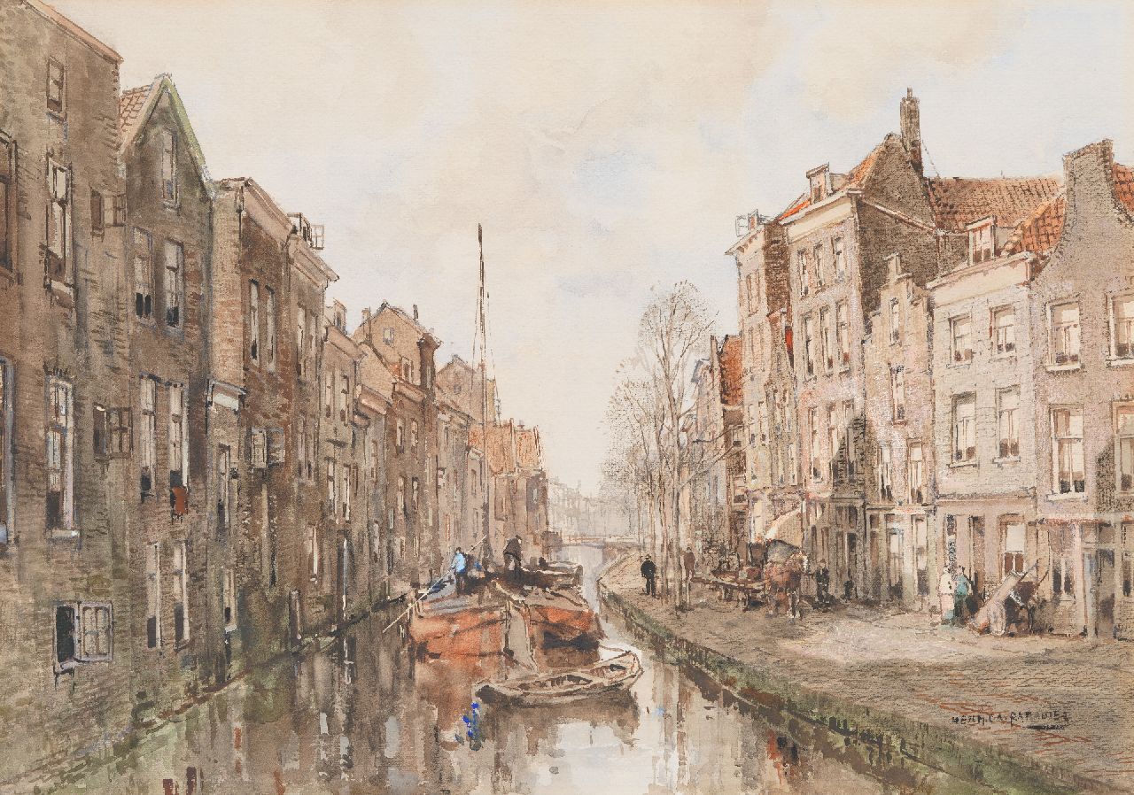 Herman Cornelis Adolf Paradies | Gezicht op het Schie te Schiedam, Aquarell auf Papier, 49,3 x 69,8 cm, Unterzeichnet u.r.